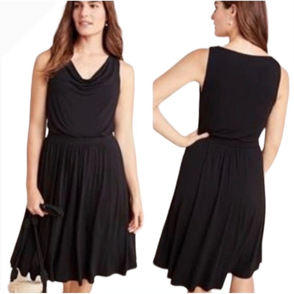 Maeve‎ Anthropologie Brianne Dress Womens XSP Black Cowl Neck Sleeveless LBD